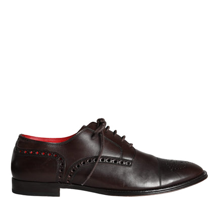 Brown Calfskin Leather Lace Up Oxford Shoes