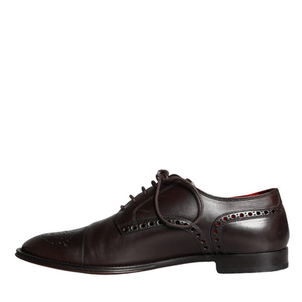 Brown Calfskin Leather Lace Up Oxford Shoes