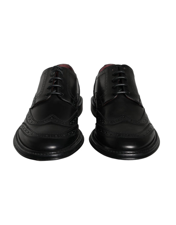 Black Leather Oxford Wingtip Formal Men Shoes