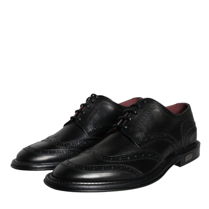 Black Leather Oxford Wingtip Formal Men Shoes