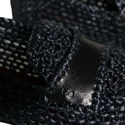 Black Woven Raffia Slip On Loafers Men Shoes