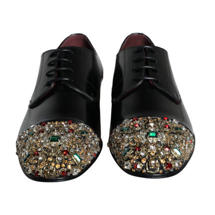 Black Leather RUNWAY POSITANO Crystal Derby Men Shoes