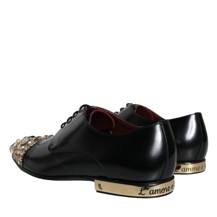 Black Leather RUNWAY POSITANO Crystal Derby Men Shoes