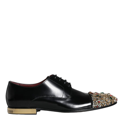 Black Leather RUNWAY POSITANO Crystal Derby Men Shoes