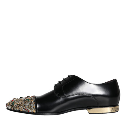 Black Leather RUNWAY POSITANO Crystal Derby Men Shoes