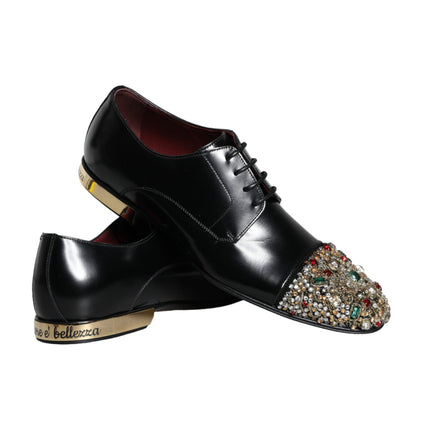 Black Leather RUNWAY POSITANO Crystal Derby Men Shoes