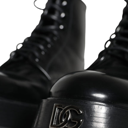 Black Leather Lace Up Ankle Boots Men Shoes