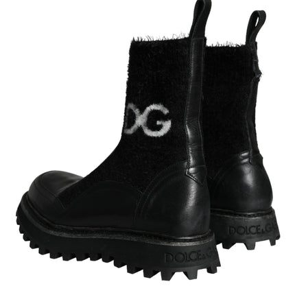 Black DG Logo Horse Sock Ankle Boots Shoes