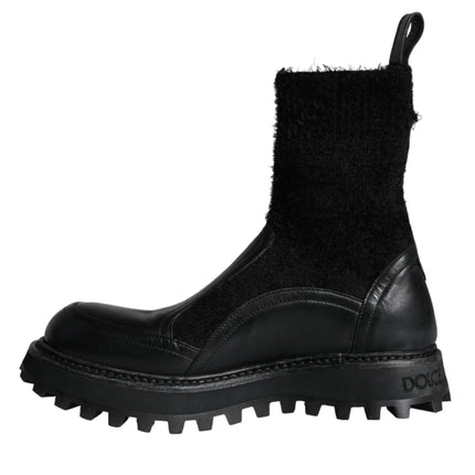 Black DG Logo Horse Sock Ankle Boots Shoes