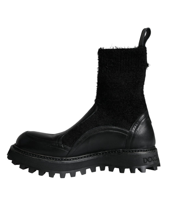 Black DG Logo Horse Sock Ankle Boots Shoes