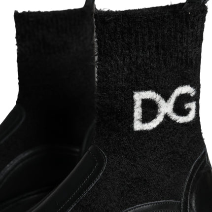 Black DG Logo Horse Sock Ankle Boots Shoes