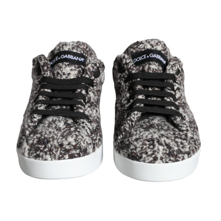 Black White Wool Low Top Men Sneakers Shoes