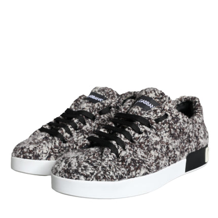 Black White Wool Low Top Men Sneakers Shoes