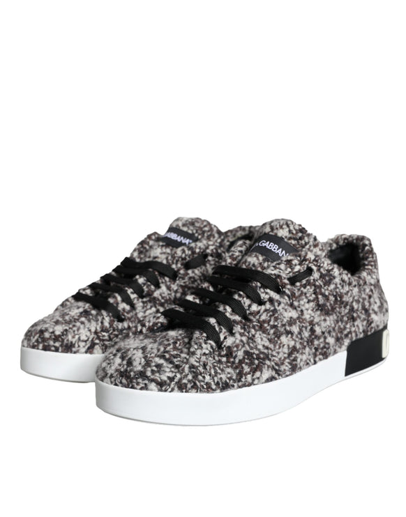 Black White Wool Low Top Men Sneakers Shoes