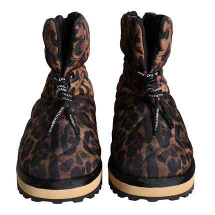 Brown Leopard Ankle Boots Padded Shoes