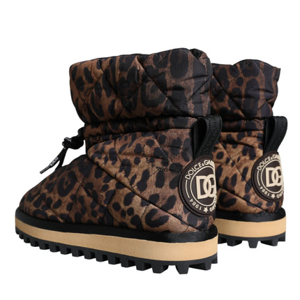 Brown Leopard Ankle Boots Padded Shoes