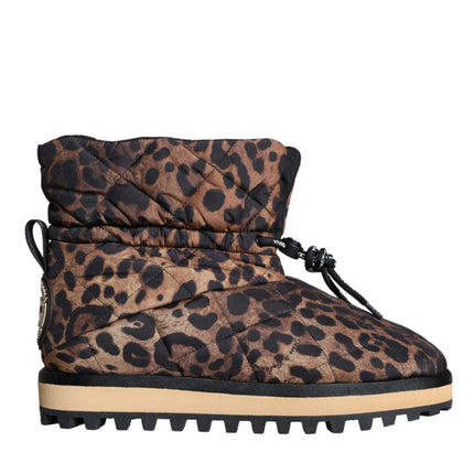 Brown Leopard Ankle Boots Padded Shoes