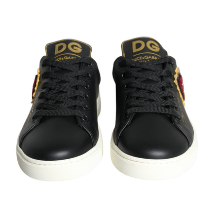 Black Portofino Sacred Heart Sneakers Shoes