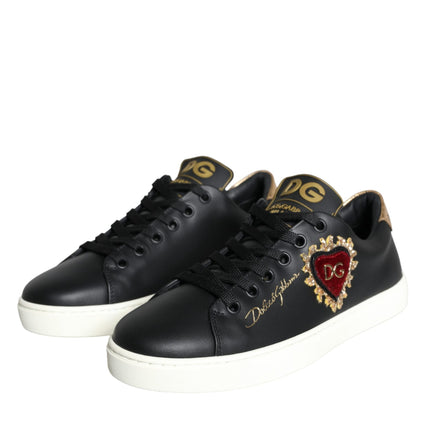 Black Portofino Sacred Heart Sneakers Shoes