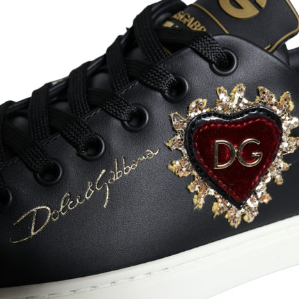 Black Portofino Sacred Heart Sneakers Shoes