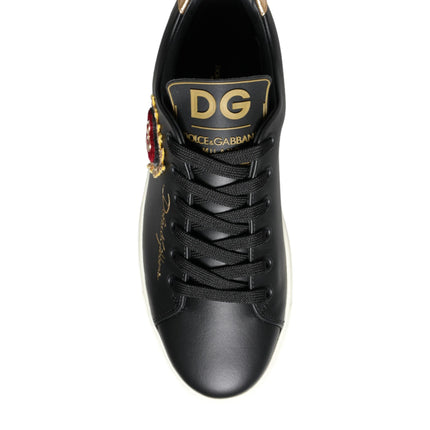 Black Portofino Sacred Heart Sneakers Shoes