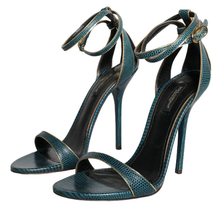 Dark Green Calf Leather Heels Sandals Shoes