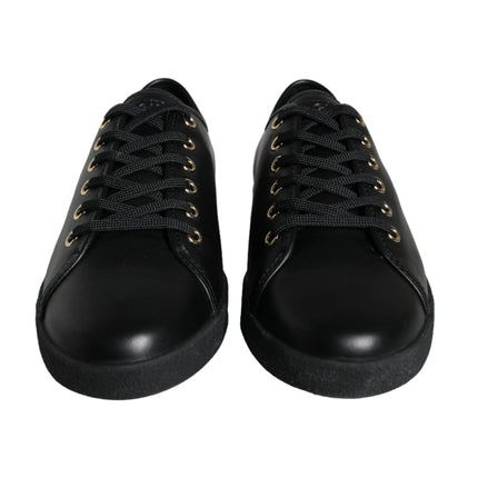 Black Gold Leather Classic Sneakers Shoes