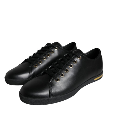 Black Gold Leather Classic Sneakers Shoes