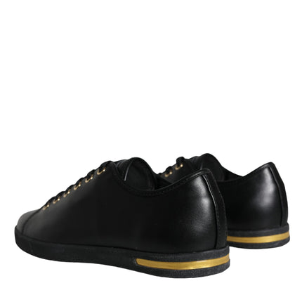 Black Gold Leather Classic Sneakers Shoes