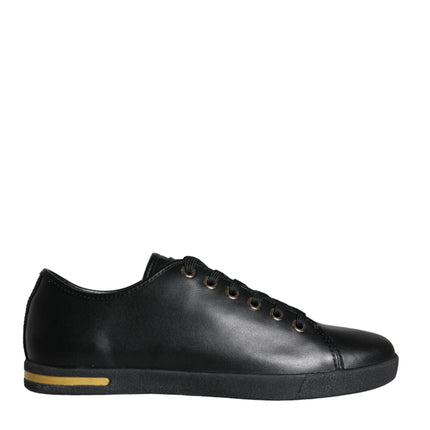 Black Gold Leather Classic Sneakers Shoes