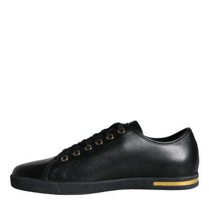 Black Gold Leather Classic Sneakers Shoes