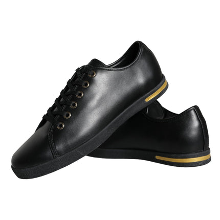 Black Gold Leather Classic Sneakers Shoes