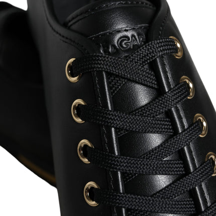 Black Gold Leather Classic Sneakers Shoes