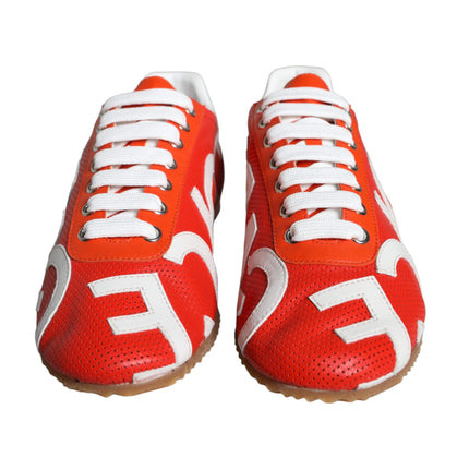 Red White Leather Logo Casual Sneakers Shoes