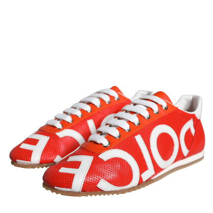 Red White Leather Logo Casual Sneakers Shoes