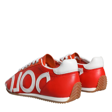 Red White Leather Logo Casual Sneakers Shoes