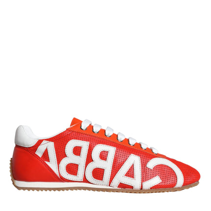 Red White Leather Logo Casual Sneakers Shoes