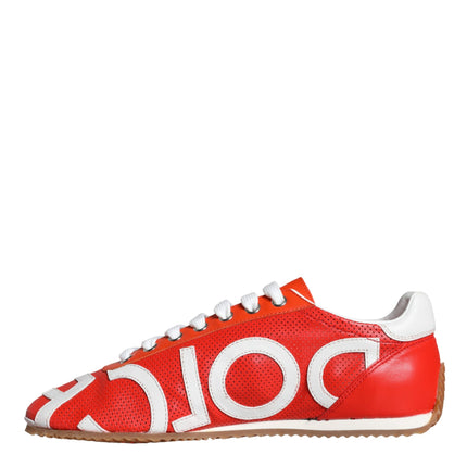 Red White Leather Logo Casual Sneakers Shoes