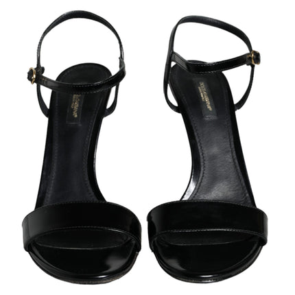 Black KEIRA Leather Heels Sandals Shoes