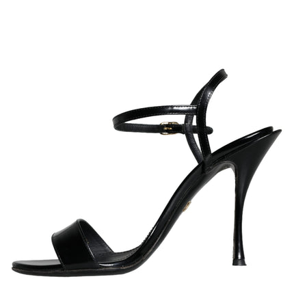 Black KEIRA Leather Heels Sandals Shoes