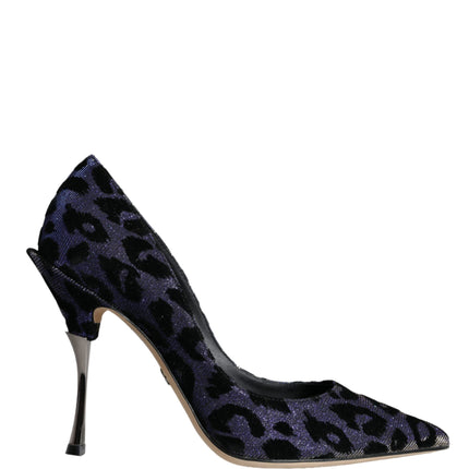 Dark Blue Leopard Lurex Heels Pumps Shoes