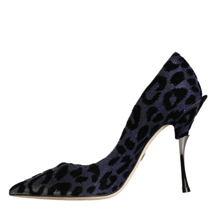 Dark Blue Leopard Lurex Heels Pumps Shoes