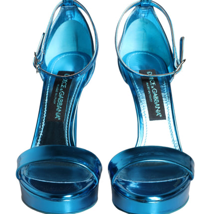 Metallic Blue Leather Keira Sandals Shoes