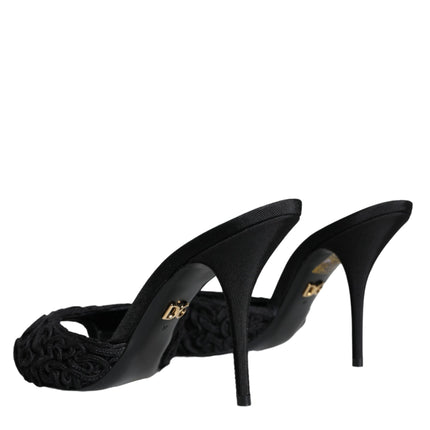 Black Keira Cordonetto Heels Slides Shoes