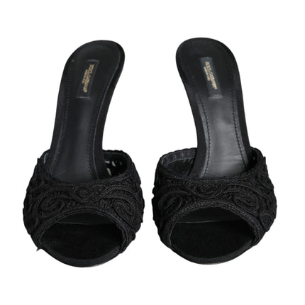 Black Keira Cordonetto Heels Slides Shoes