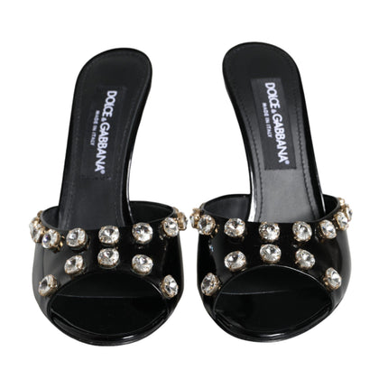 Black Crystal Heels Keira Sandals Shoes