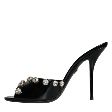 Black Crystal Heels Keira Sandals Shoes