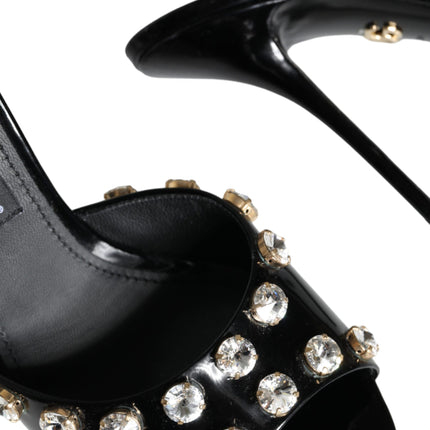 Black Crystal Heels Keira Sandals Shoes