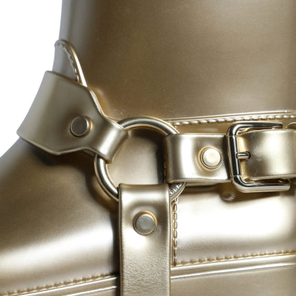 Metallic Gold Rubber PVC Rain Boots Shoes