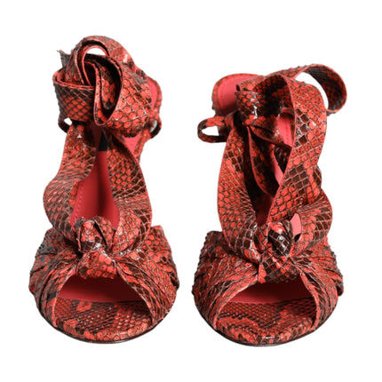 Coral Exotic Leather Heels Sandals Shoes